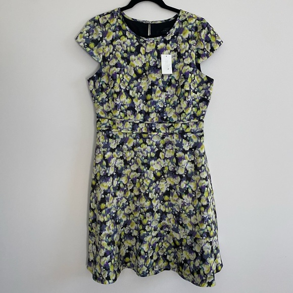 J. Crew NWT Cap Sleeve Dress Clover Floral Neon - Picture 4 of 11